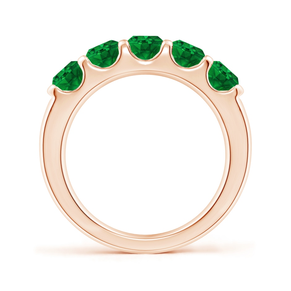4.5mm AAAA Shared Prong Set Half Eternity Emerald Wedding Band in Rose Gold side 199