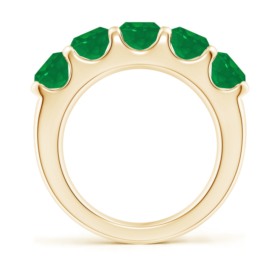 5.5mm AA Shared Prong Set Half Eternity Emerald Wedding Band in Yellow Gold side 199