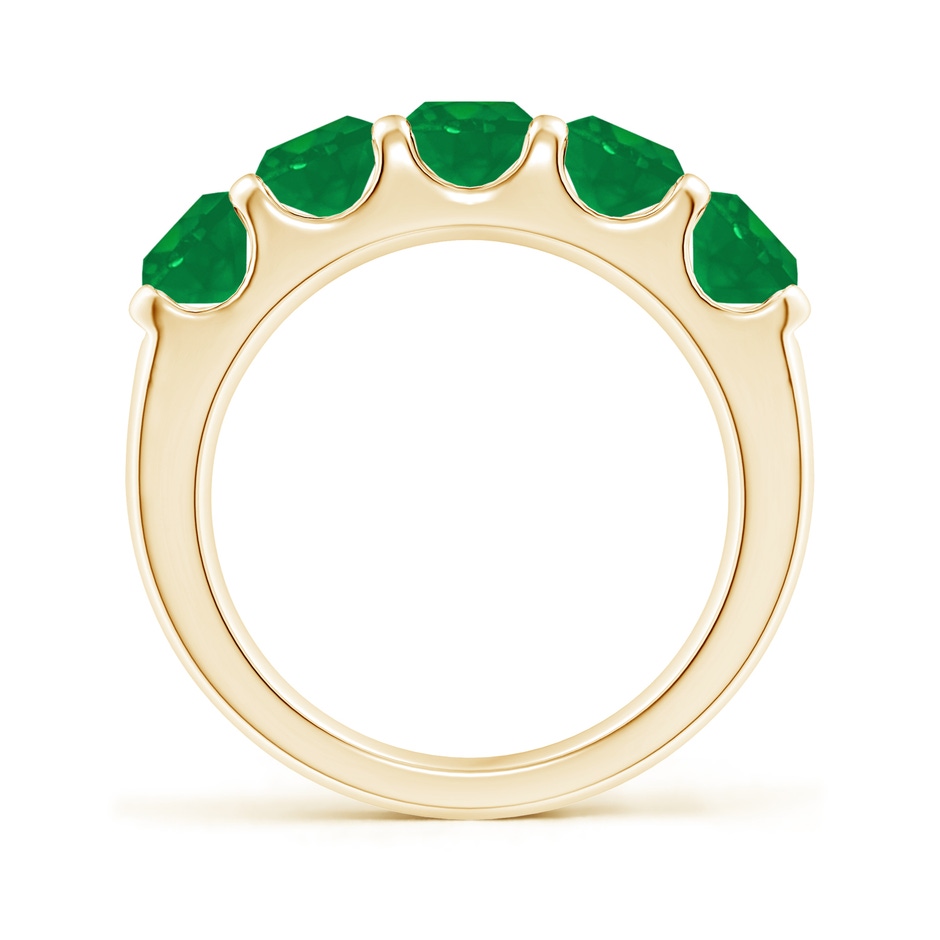 5mm AA Shared Prong Set Half Eternity Emerald Wedding Band in Yellow Gold side 199