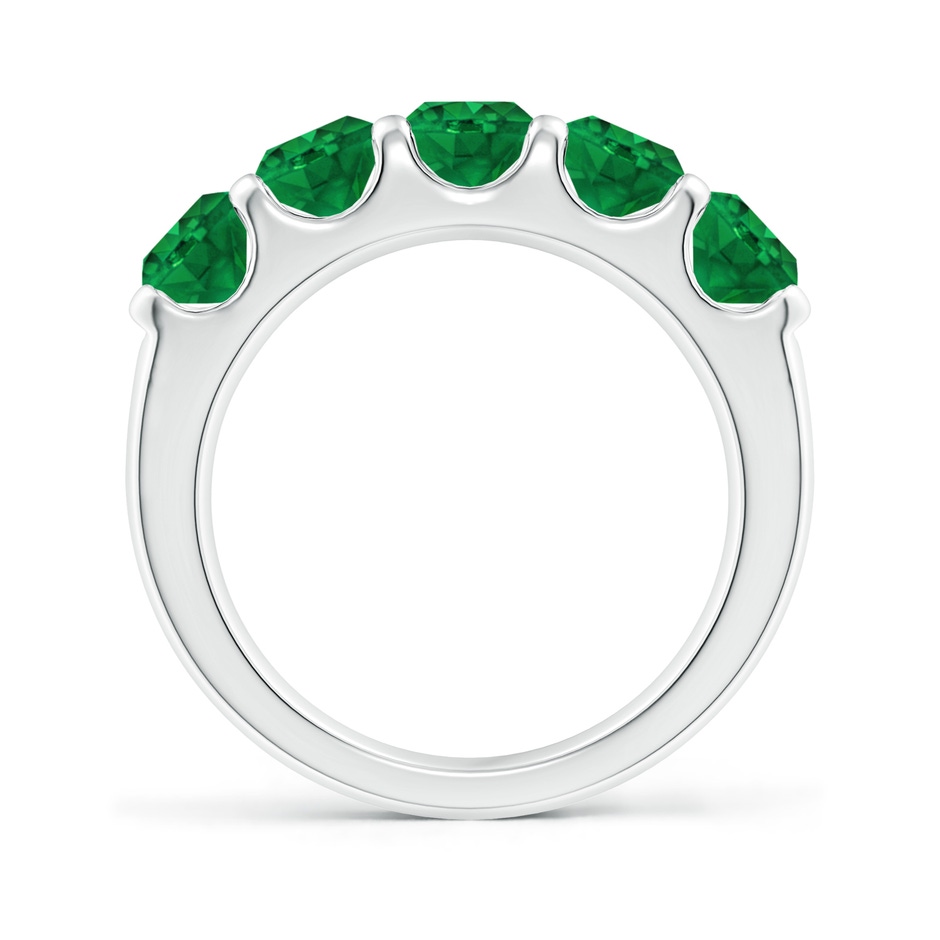 5mm AAA Shared Prong Set Half Eternity Emerald Wedding Band in P950 Platinum side 199