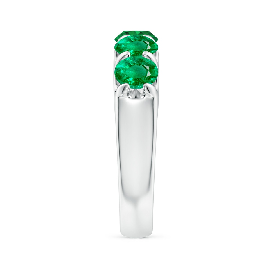 5mm AAA Shared Prong Set Half Eternity Emerald Wedding Band in P950 Platinum side 299