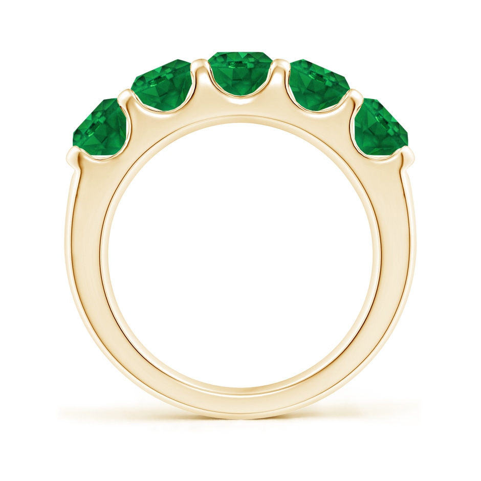 5mm AAA Shared Prong Set Half Eternity Emerald Wedding Band in Yellow Gold side 199