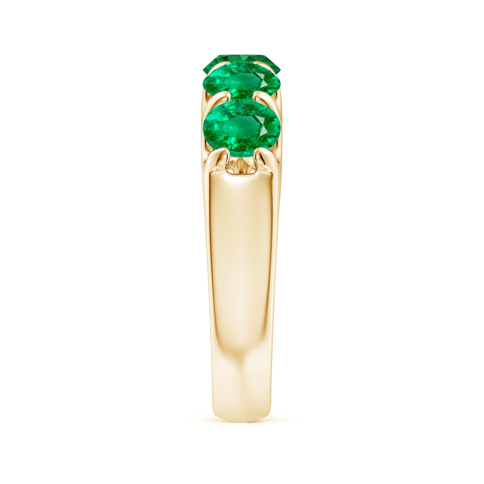 5mm AAA Shared Prong Set Half Eternity Emerald Wedding Band in Yellow Gold side 299