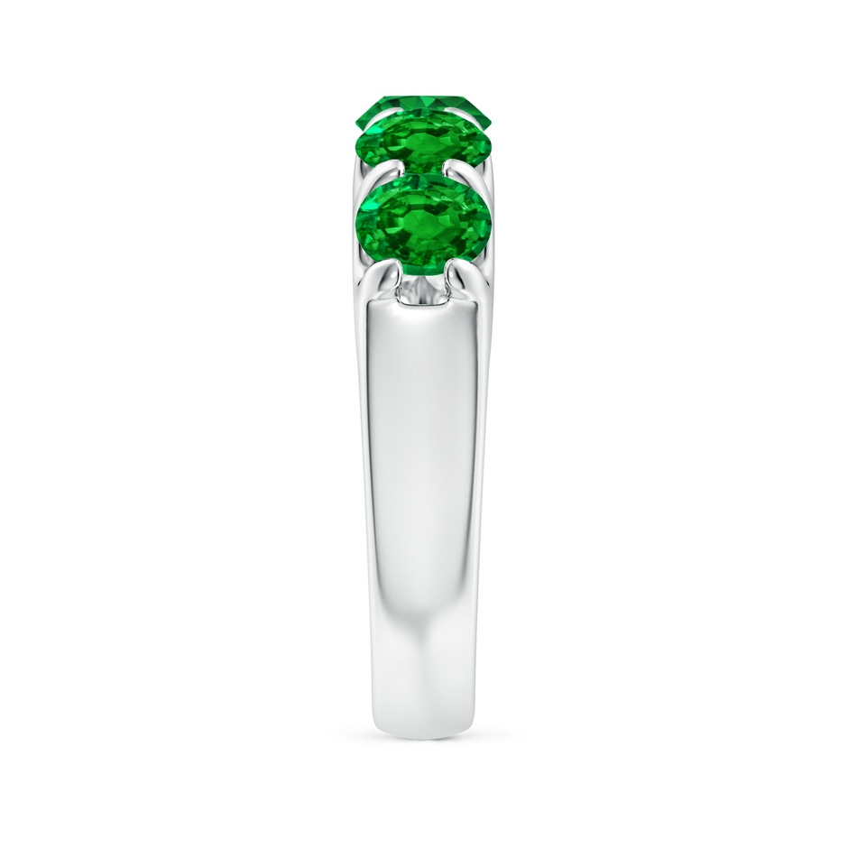 5mm AAAA Shared Prong Set Half Eternity Emerald Wedding Band in P950 Platinum side 299