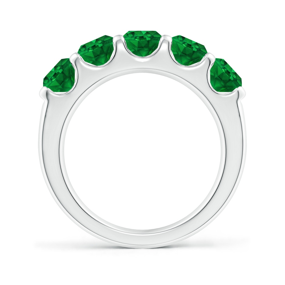 5mm AAAA Shared Prong Set Half Eternity Emerald Wedding Band in White Gold side 199