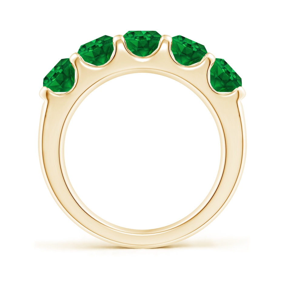 5mm AAAA Shared Prong Set Half Eternity Emerald Wedding Band in Yellow Gold side 199