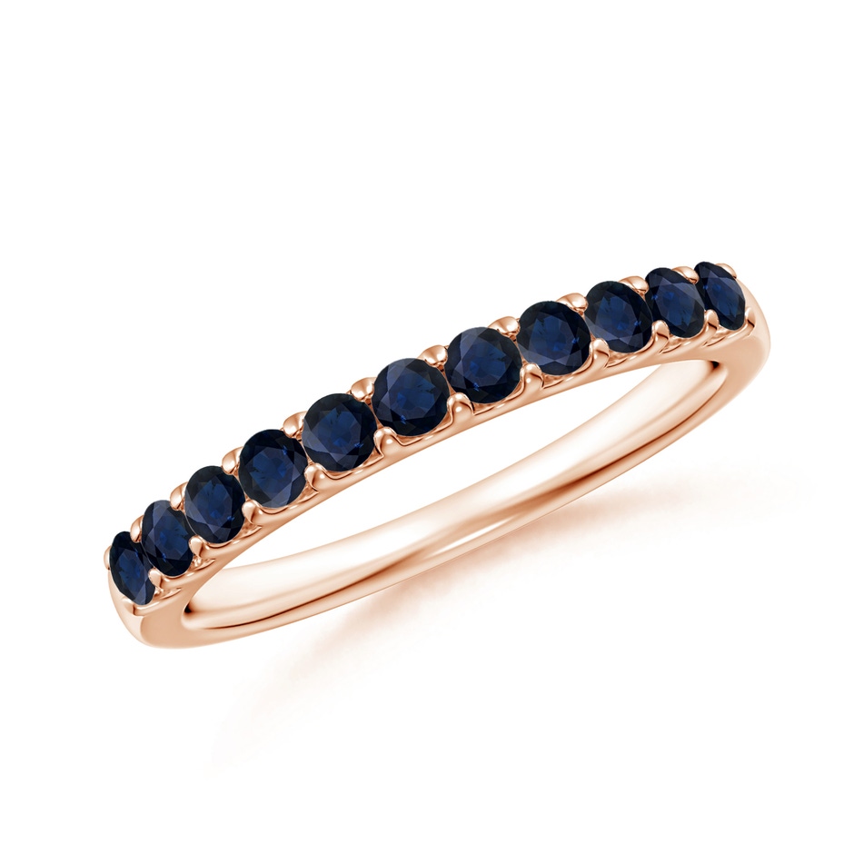2.1mm A Shared Prong Set Half Eternity Sapphire Wedding Band in Rose Gold 