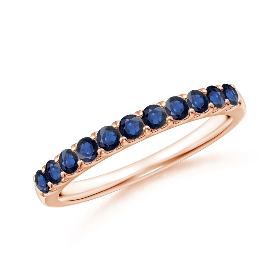 2.1mm AA Shared Prong Set Half Eternity Sapphire Wedding Band in Rose Gold 