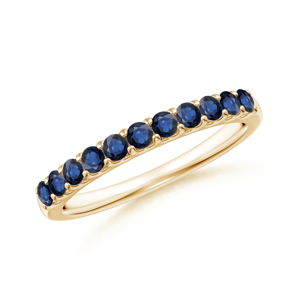 2.1mm AA Shared Prong Set Half Eternity Sapphire Wedding Band in Yellow Gold 
