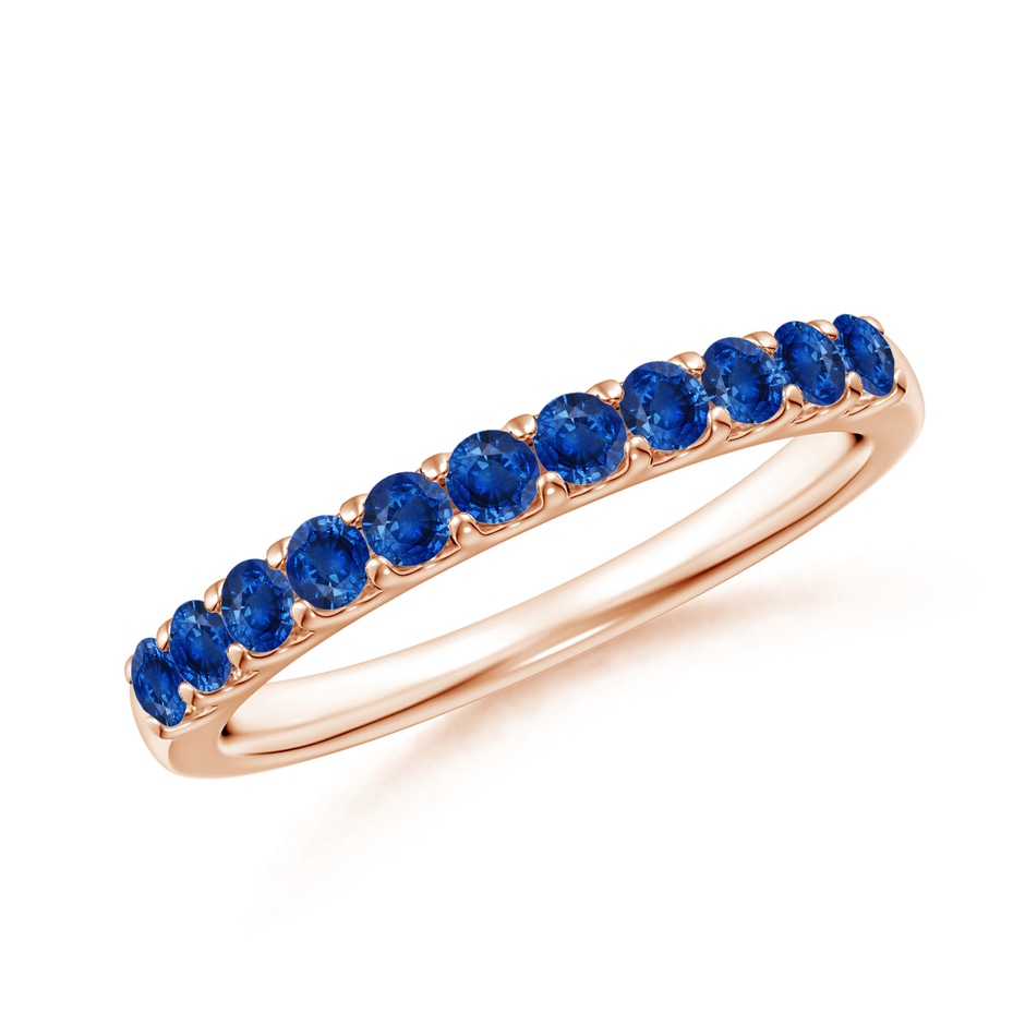 2.1mm AAA Shared Prong Set Half Eternity Sapphire Wedding Band in Rose Gold 