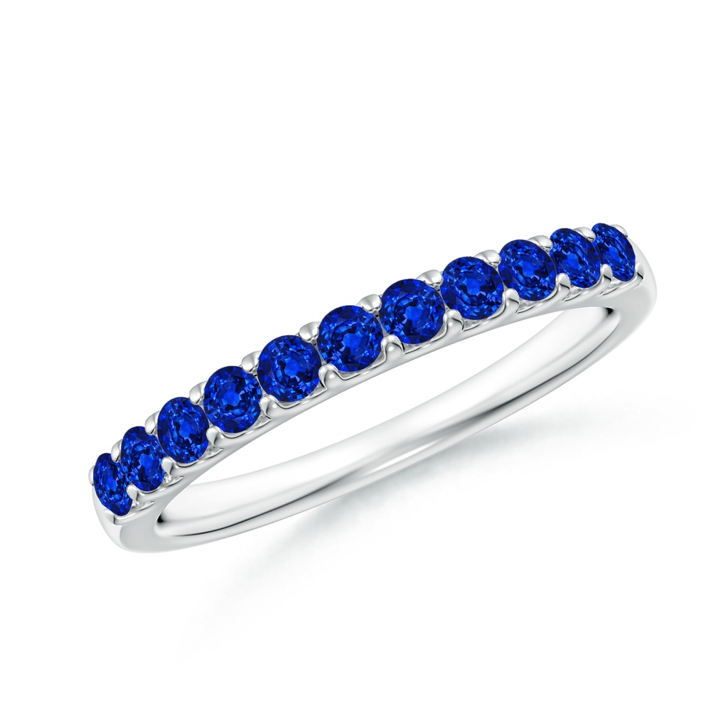 2.1mm AAAA Shared Prong Set Half Eternity Sapphire Wedding Band in P950 Platinum