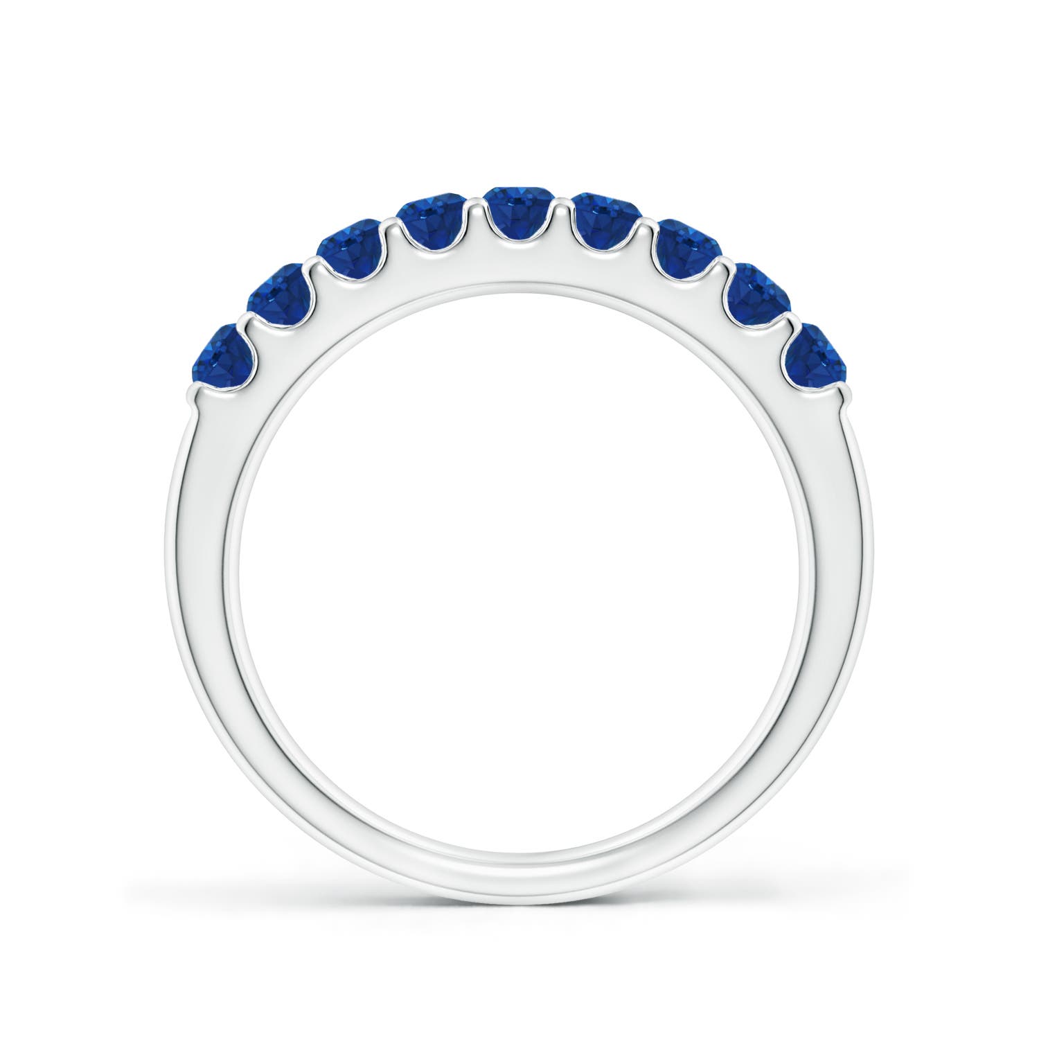2.5mm AAA Shared Prong Set Half Eternity Sapphire Wedding Band in White Gold