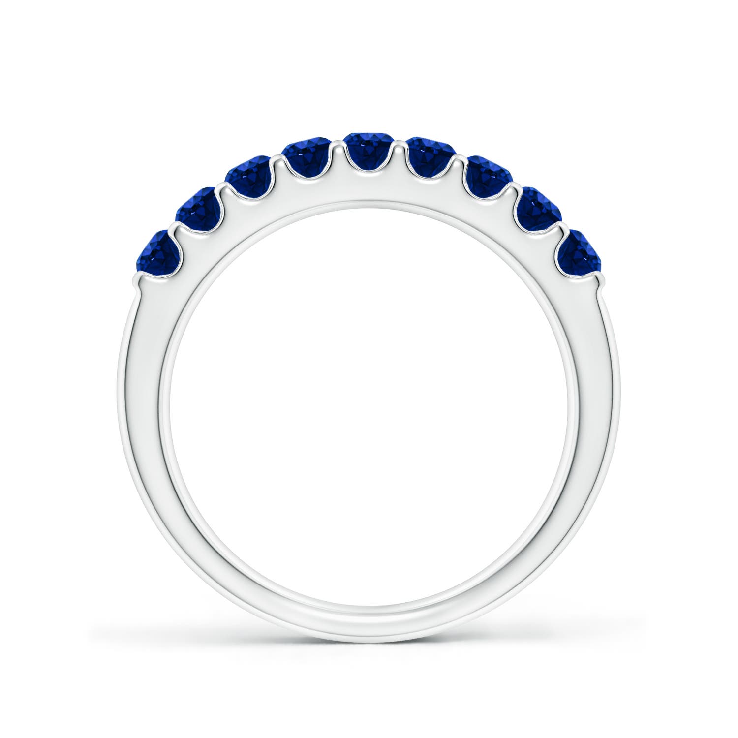 2.5mm AAAA Shared Prong Set Half Eternity Sapphire Wedding Band in White Gold
