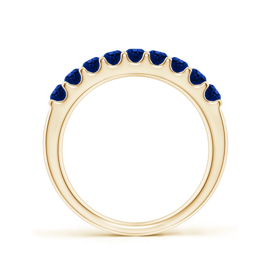 2.5mm AAAA Shared Prong Set Half Eternity Sapphire Wedding Band in Yellow Gold side 199