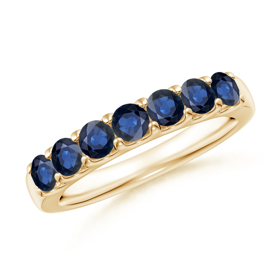 3.1mm AA Shared Prong Set Half Eternity Sapphire Wedding Band in Yellow Gold 