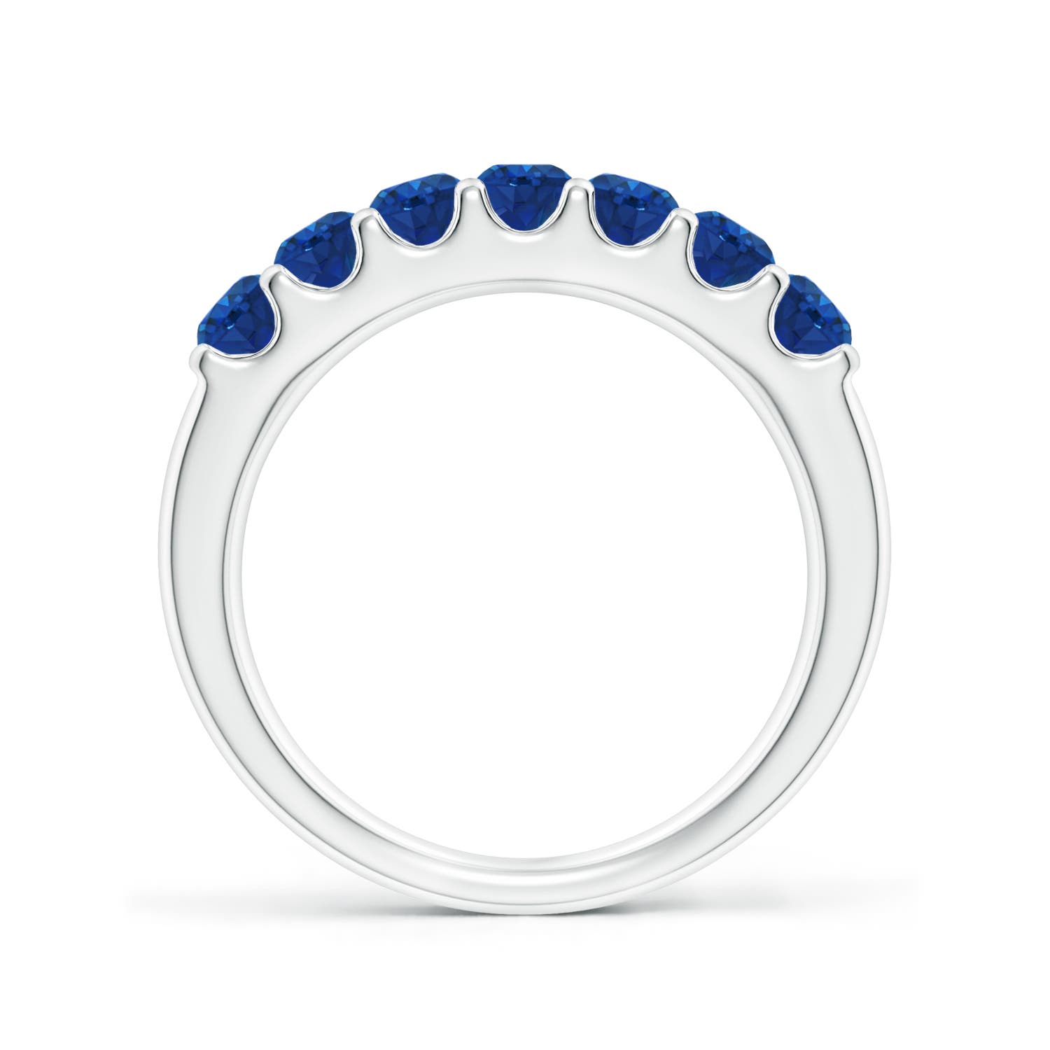 3.1mm AAA Shared Prong Set Half Eternity Sapphire Wedding Band in White Gold