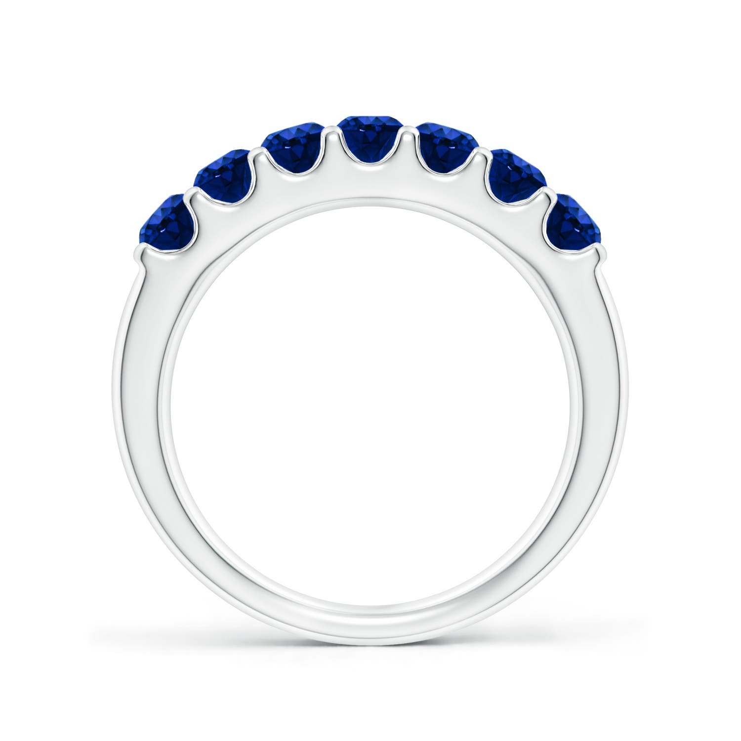 3.1mm AAAA Shared Prong Set Half Eternity Sapphire Wedding Band in White Gold