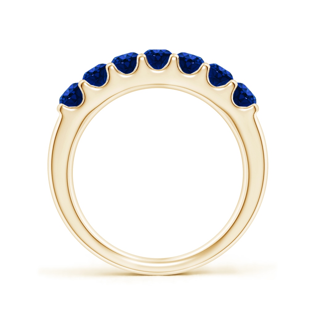 3.1mm Lab-Grown Shared Prong Set Half Eternity Sapphire Wedding Band in Yellow Gold - side 199