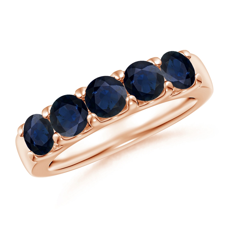 4.2mm A Shared Prong Set Half Eternity Sapphire Wedding Band in Rose Gold 