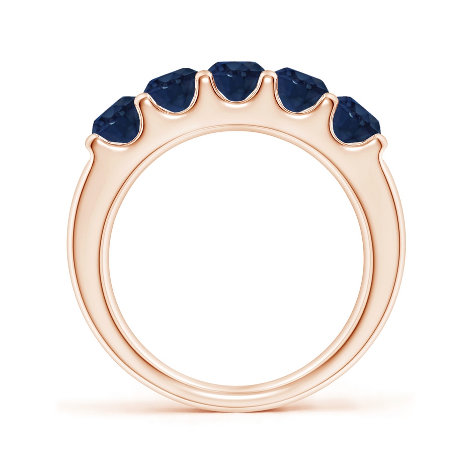 4.2mm AA Shared Prong Set Half Eternity Sapphire Wedding Band in Rose Gold side 199