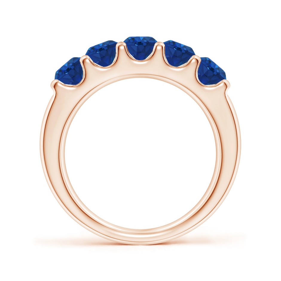 4.2mm AAA Shared Prong Set Half Eternity Sapphire Wedding Band in Rose Gold side 199
