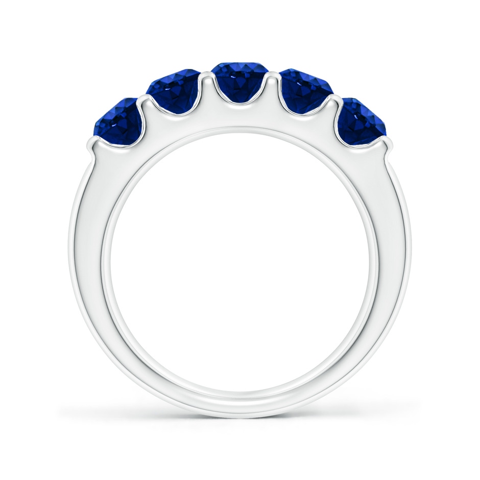4.2mm Lab-Grown Shared Prong Set Half Eternity Sapphire Wedding Band in P950 Platinum side 199
