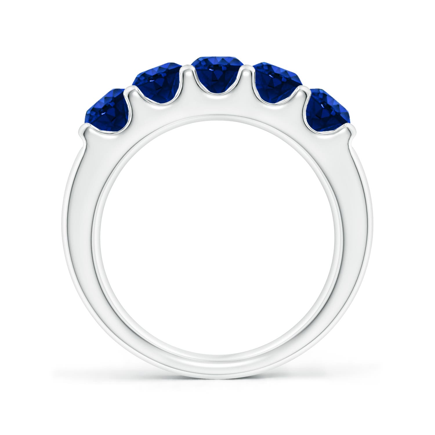 4.2mm AAAA Shared Prong Set Half Eternity Sapphire Wedding Band in White Gold