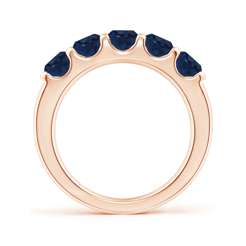 4.5mm AA Shared Prong Set Half Eternity Sapphire Wedding Band in Rose Gold side 199