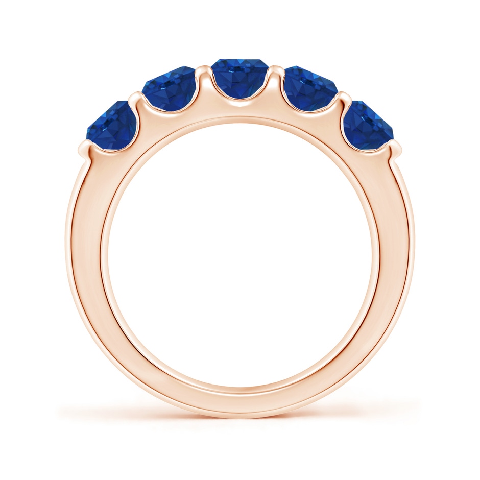 4.5mm AAA Shared Prong Set Half Eternity Sapphire Wedding Band in Rose Gold side 199