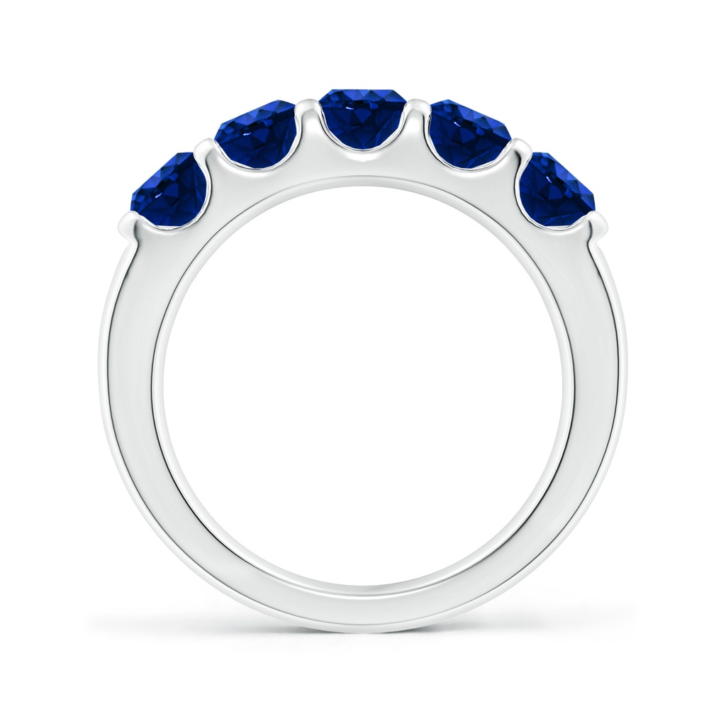 4.5mm Lab-Grown Shared Prong Set Half Eternity Sapphire Wedding Band in White Gold - side 199