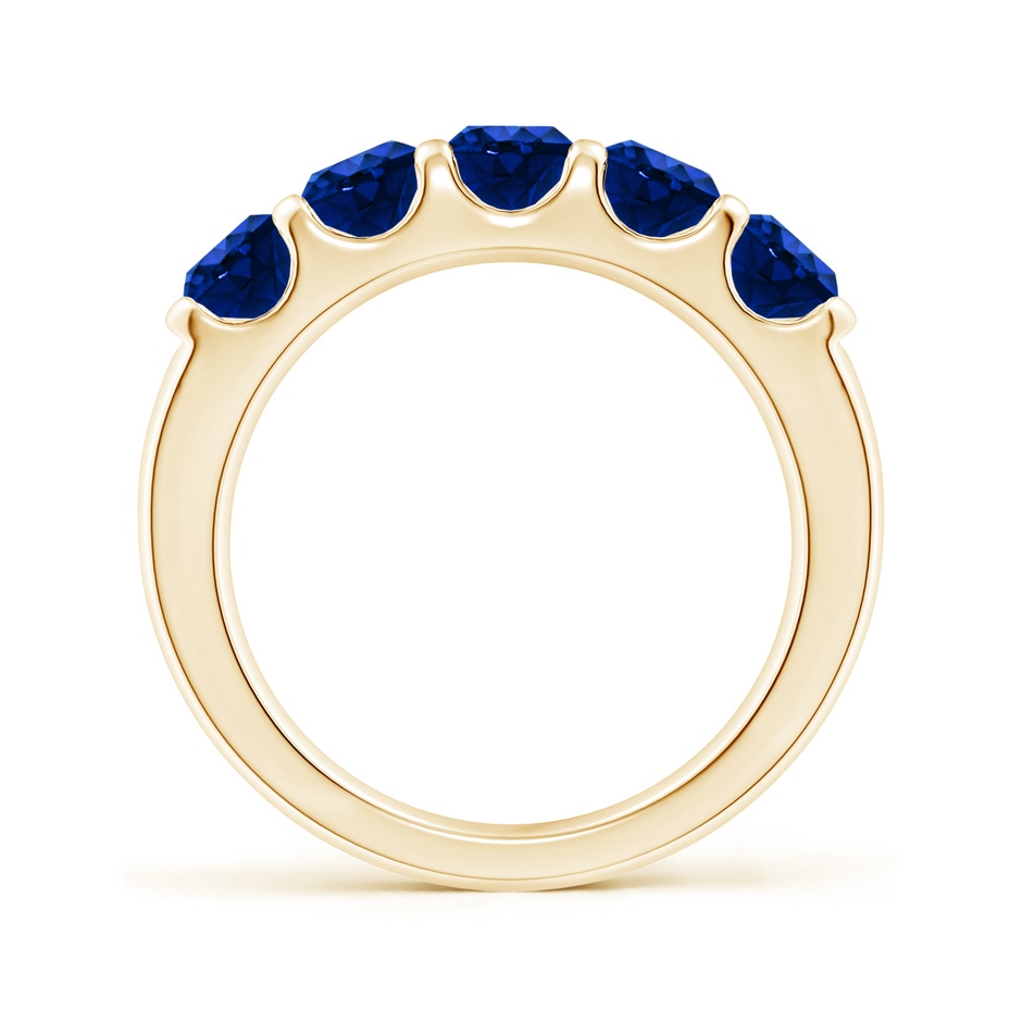 4.5mm AAAA Shared Prong Set Half Eternity Sapphire Wedding Band in Yellow Gold side 199