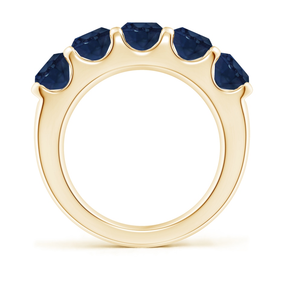 5.5mm AA Shared Prong Set Half Eternity Sapphire Wedding Band in Yellow Gold side 199