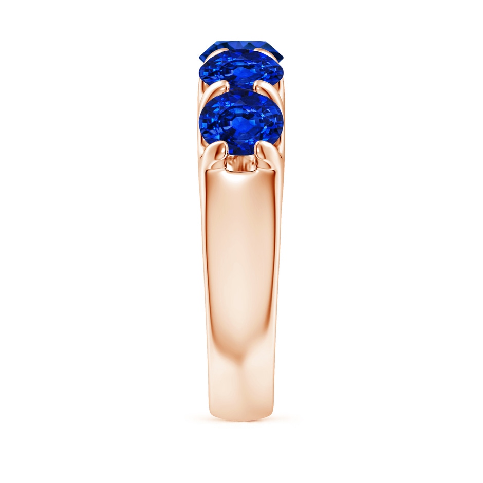 5.5mm AAAA Shared Prong Set Half Eternity Sapphire Wedding Band in 18K Rose Gold side 299
