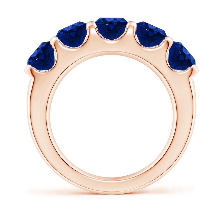 5.5mm AAAA Shared Prong Set Half Eternity Sapphire Wedding Band in Rose Gold side 199