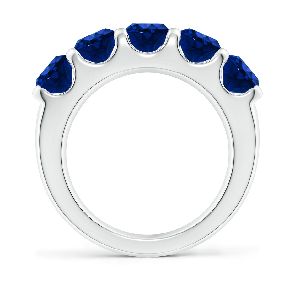 5.5mm Lab-Grown Shared Prong Set Half Eternity Sapphire Wedding Band in White Gold side 199