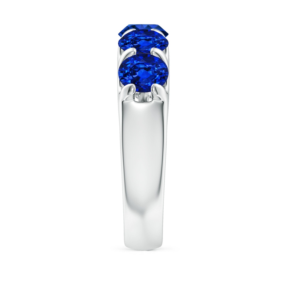 5.5mm Lab-Grown Shared Prong Set Half Eternity Sapphire Wedding Band in White Gold side 299
