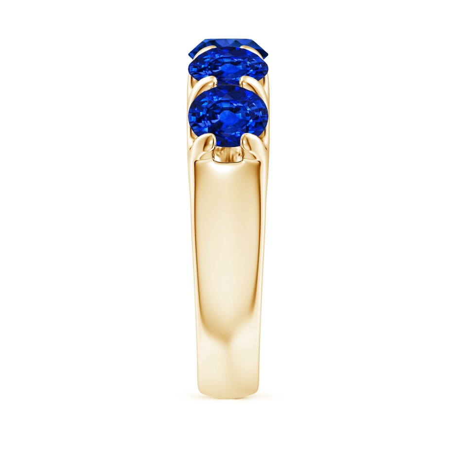 5.5mm Lab-Grown Shared Prong Set Half Eternity Sapphire Wedding Band in Yellow Gold side 299