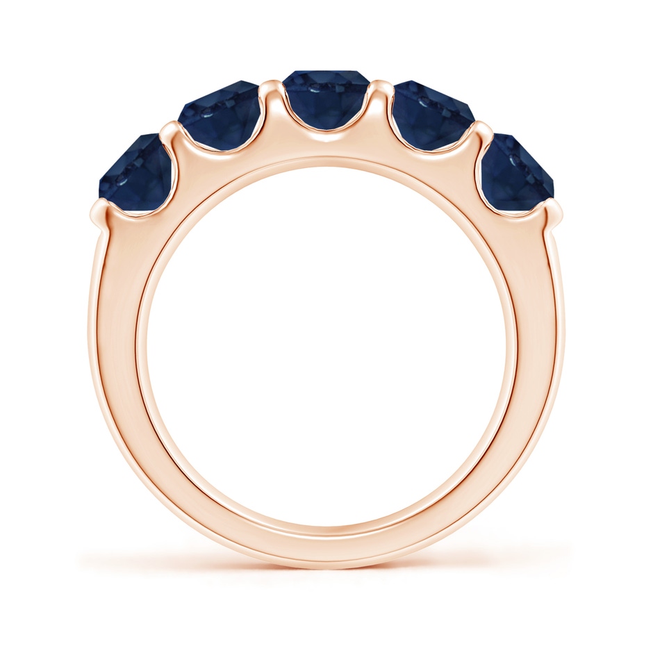 5mm AA Shared Prong Set Half Eternity Sapphire Wedding Band in Rose Gold side 199
