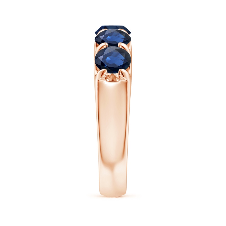 5mm AA Shared Prong Set Half Eternity Sapphire Wedding Band in Rose Gold side 299