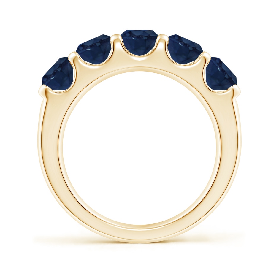 5mm AA Shared Prong Set Half Eternity Sapphire Wedding Band in Yellow Gold side 199