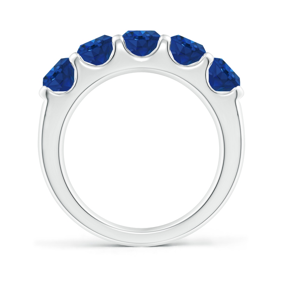 5mm AAA Shared Prong Set Half Eternity Sapphire Wedding Band in P950 Platinum side 199