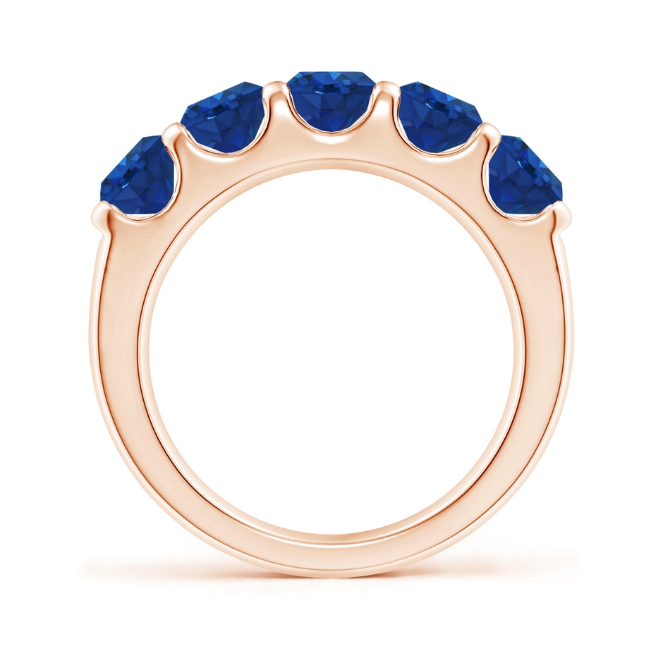 5mm AAA Shared Prong Set Half Eternity Sapphire Wedding Band in Rose Gold side 199