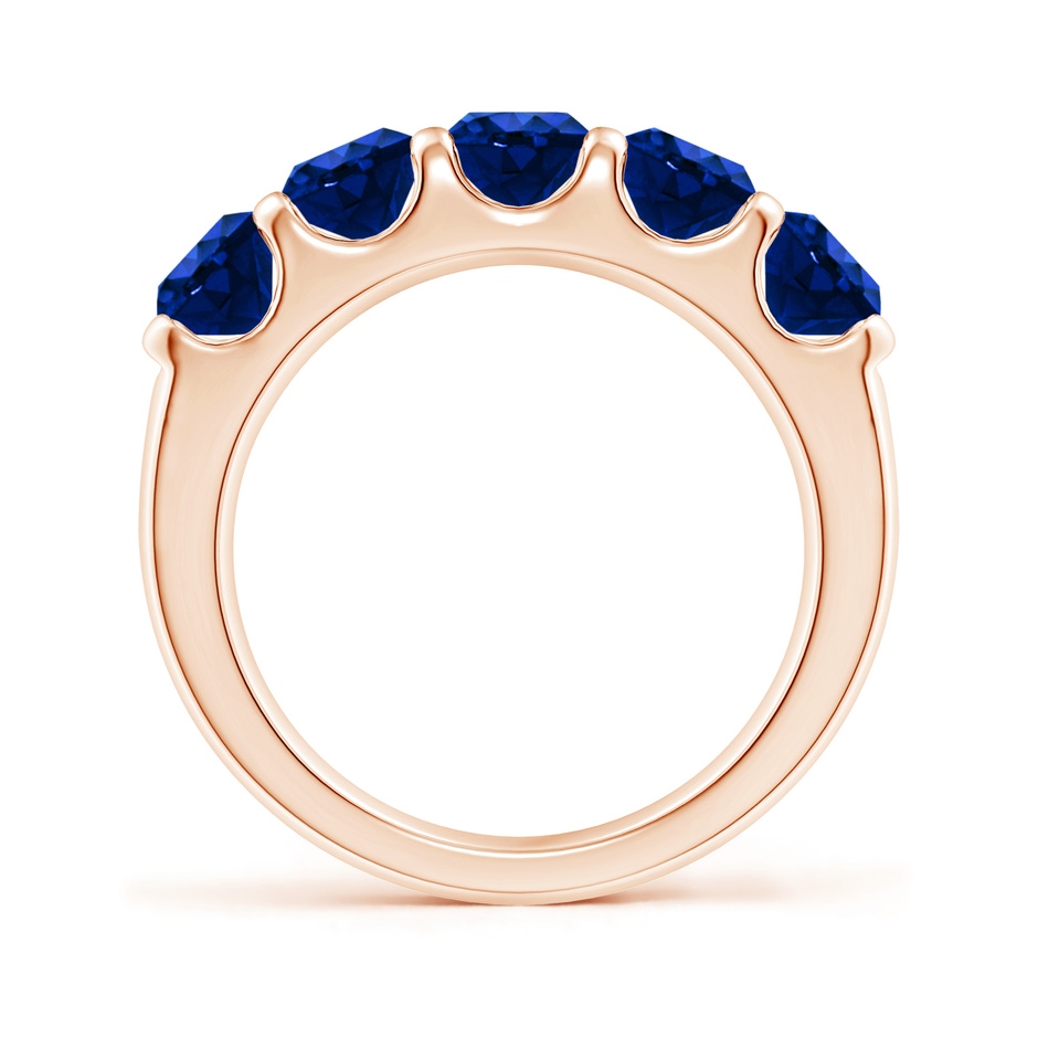5mm AAAA Shared Prong Set Half Eternity Sapphire Wedding Band in Rose Gold side 199