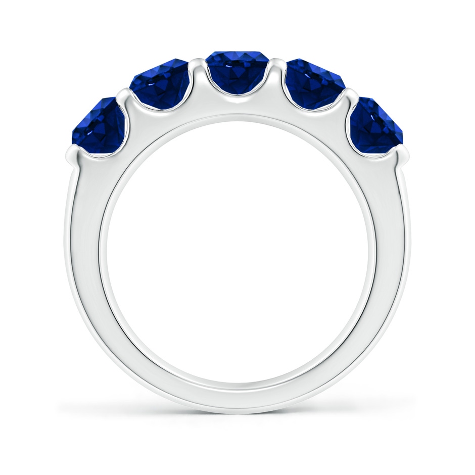 5mm AAAA Shared Prong Set Half Eternity Sapphire Wedding Band in White Gold side 199