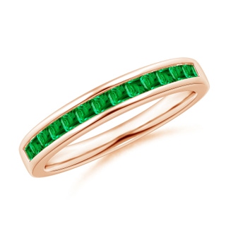 1.8mm AAA Channel Set Square Emerald Half Eternity Ring in Rose Gold