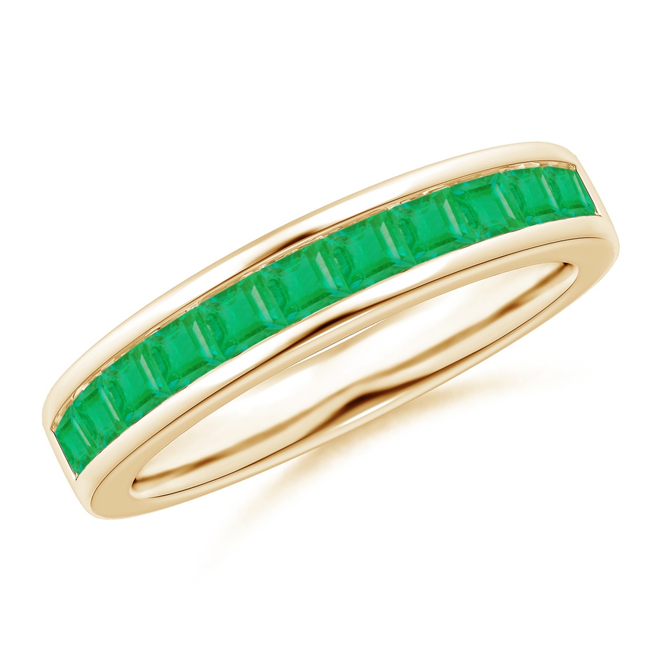 2.4mm A Channel Set Square Emerald Half Eternity Ring in Yellow Gold 