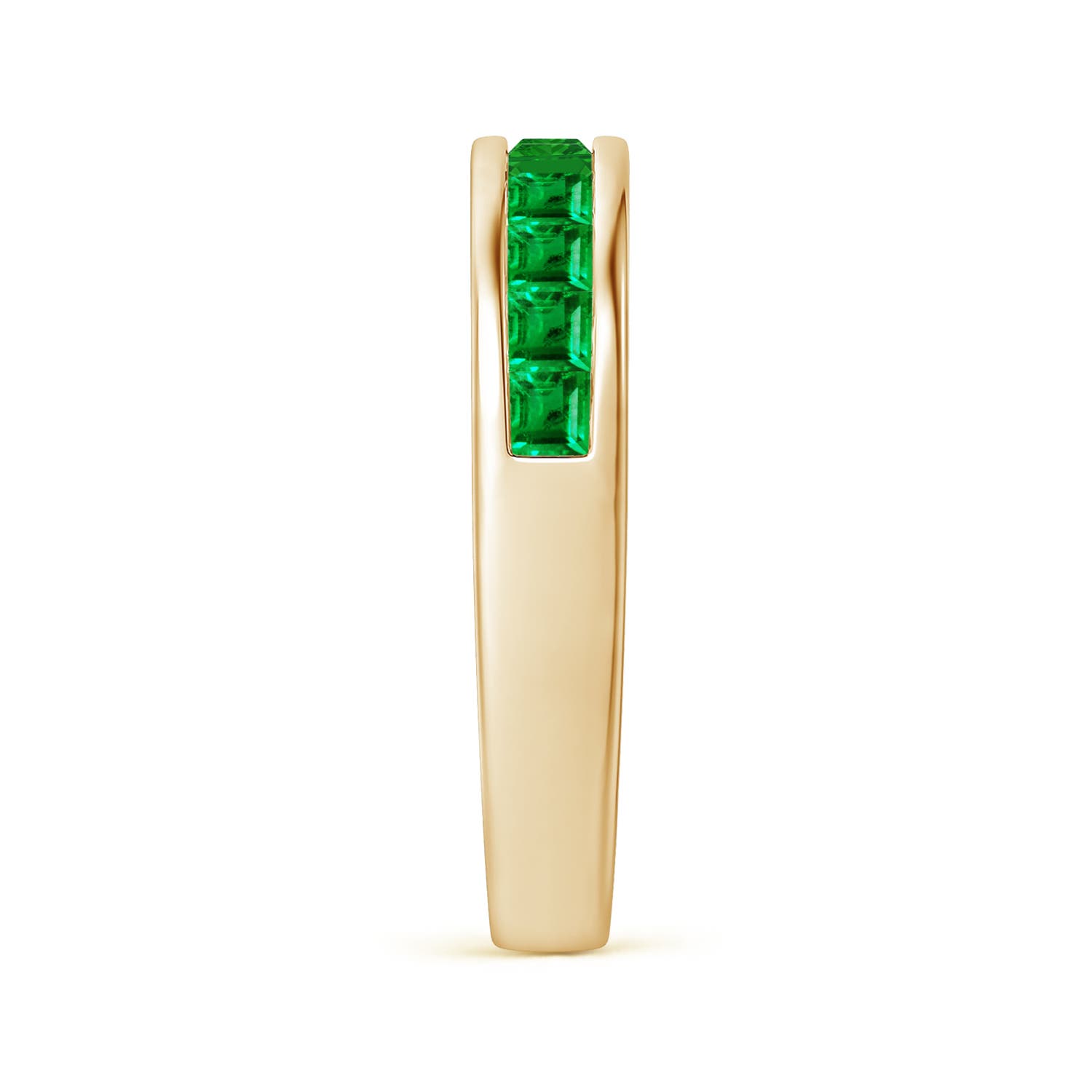 2.4mm AAA Channel Set Square Emerald Half Eternity Ring in Yellow Gold - side 6