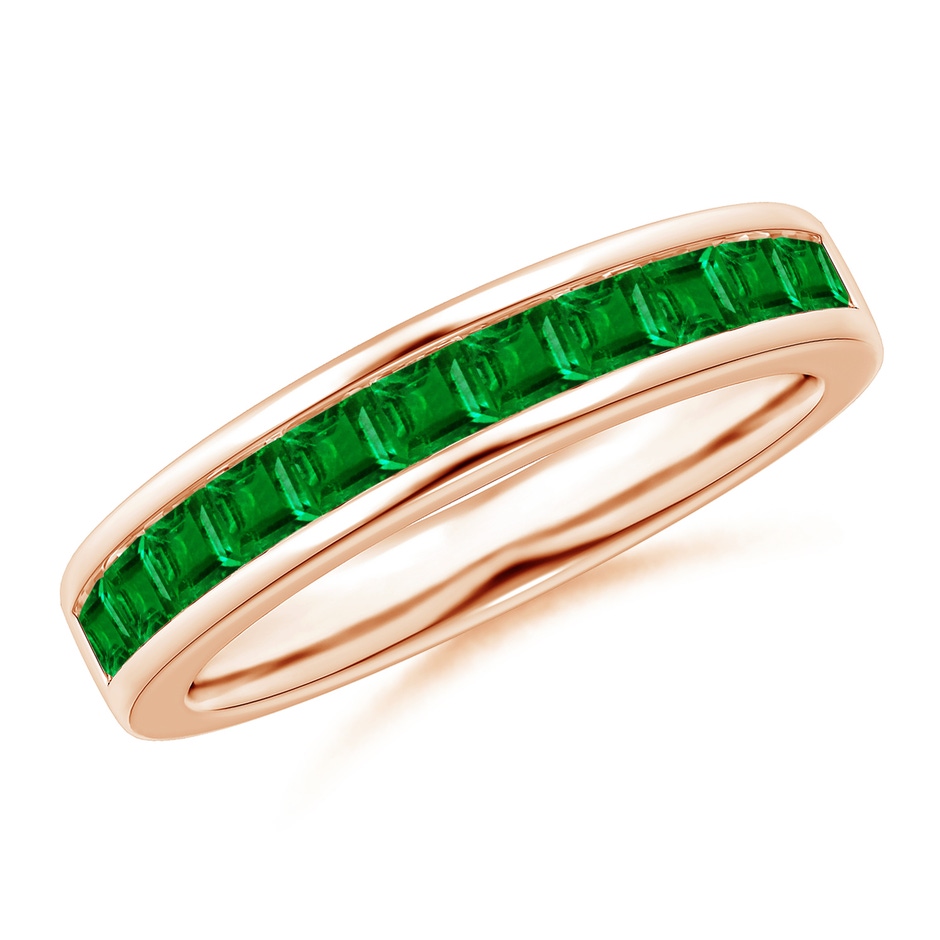 2.4mm AAAA Channel Set Square Emerald Half Eternity Ring in Rose Gold 