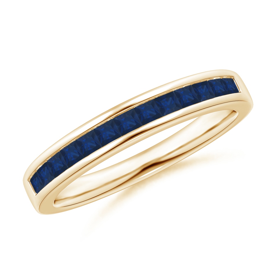 1.8mm AA Channel Set Square Sapphire Half Eternity Ring in Yellow Gold 
