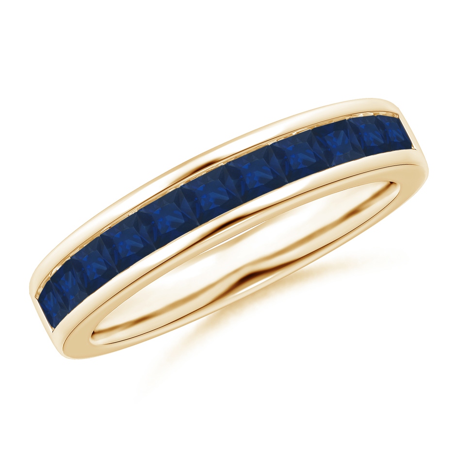 2.4mm AA Channel Set Square Sapphire Half Eternity Ring in Yellow Gold 